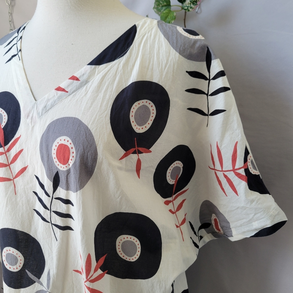 Gudrun Sjoden Julie Cotton Voile Floral V Neck Dress L - Picture 8 of 15